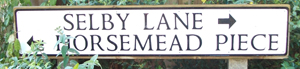 Road sign for Selby Lane and Horsemead Piece